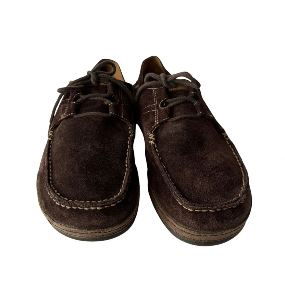 OluKai Brown Leather Lace Up Casual Brown Shoes Moc Toe Comfort Men’s Size 9